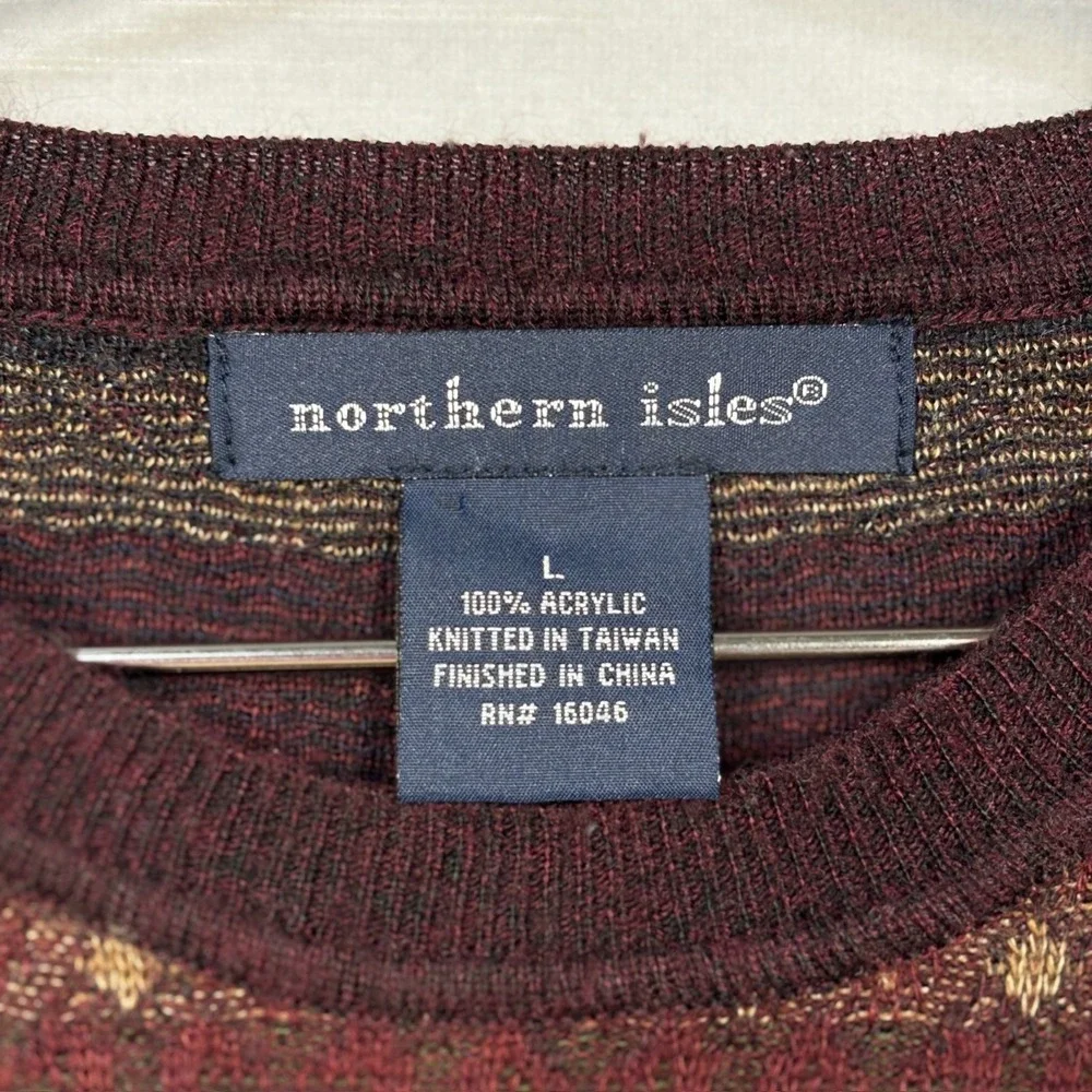 Northern Isles Sweater Men L Geometric Nordic Heart Pattern
